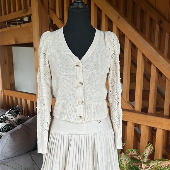 moon & madison Sweaters - Moon & Madison Cream Cable Knit Cardigan